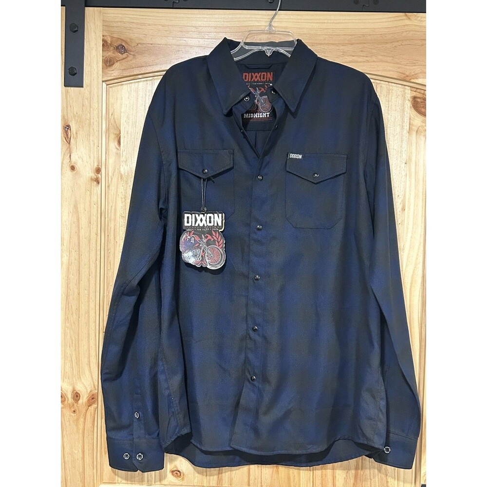 Dixxon Midnight Blue Black Checked Long Sleeve Mens Shirt Size 3XL Tall NWT